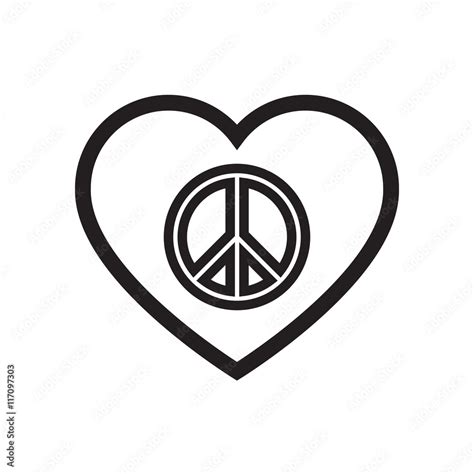 Peace symbol inside heart shape isolated on white background.Sign of peace for international ...