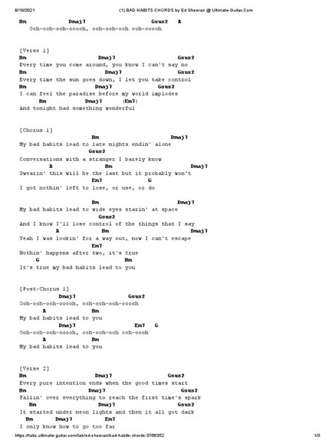 BAD HABITS CHORDS by Ed | PDF | Song Structure | Songs