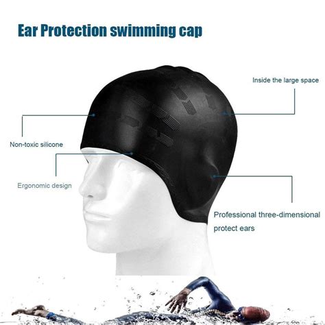 Adults High Elastic Swimming Caps Men Women Waterproof Swimming Pool Cap Protect Ears Long Hair ...