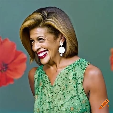 Hoda kotb wearing a green dress with a red floral pattern