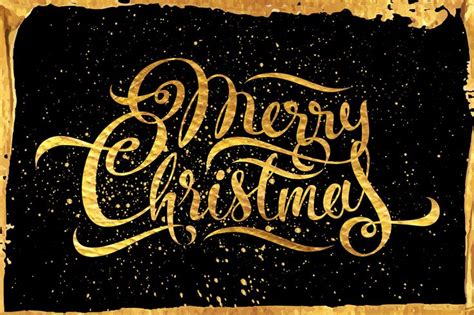 Merry Christmas Calligraphy in Design Elements on Yellow Images Creative Store | Christmas ...