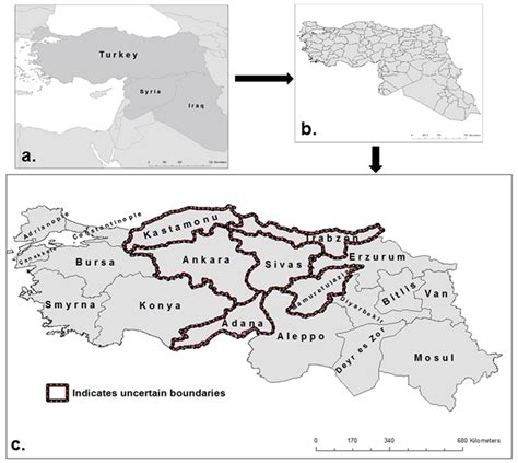 Map a. shows the modern borders for Turkey, Syria, and Iraq. Map b.... | Download Scientific Diagram