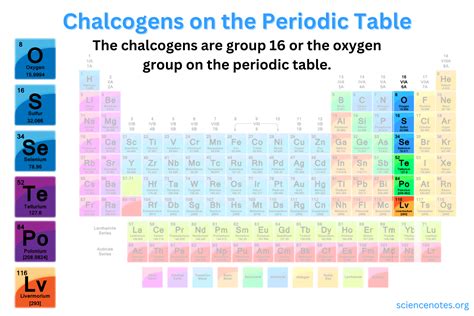 Chalcogens on the Periodic Table - Oxygen Group or Group 16