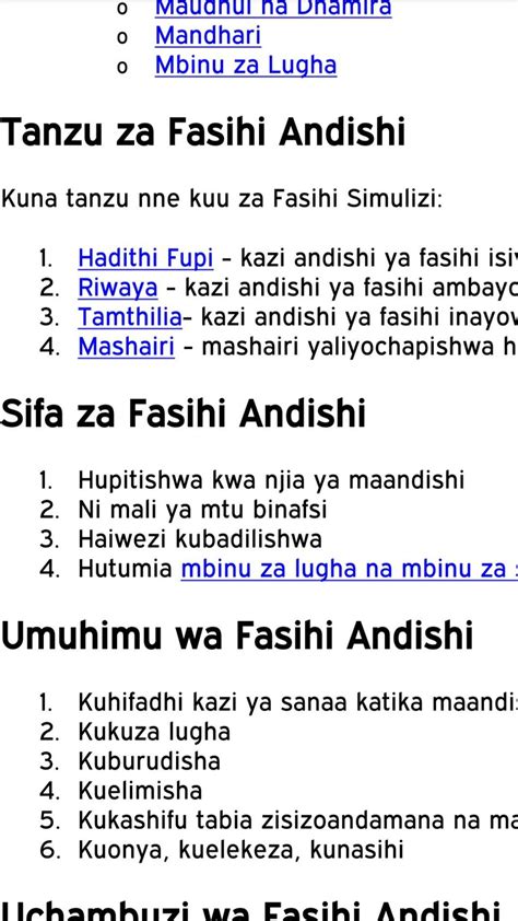 Free Kiswahili notes, revision questions, KCSE past Papers, Exams, Marking Schemes, Topical ...