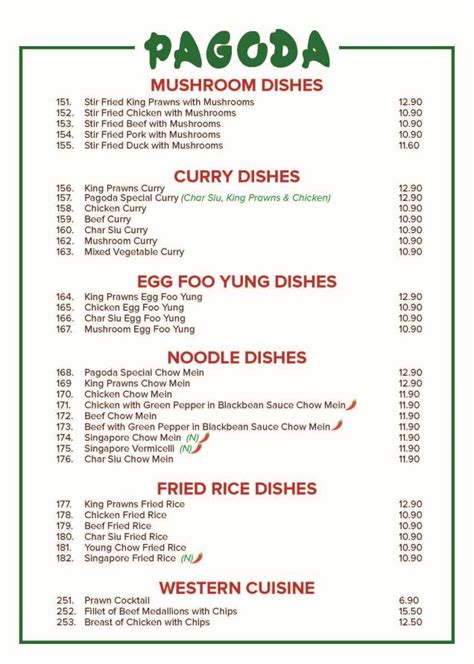 Chinese Restaurant Menu: Pagoda Chinese Restaurant Menu