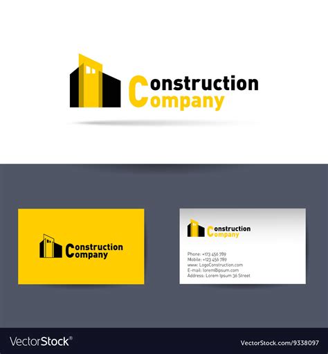 Construction company business card template Vector Image