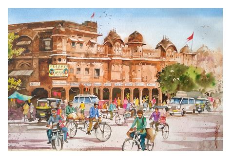 A daily life hustle and bustle at a major street in Jaipur, Rajasthan ...