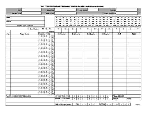 Basketball Player Stat Sheet Template - SampleTemplatess - SampleTemplatess