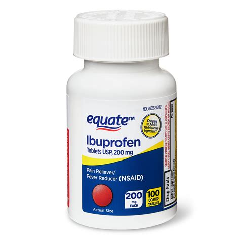 Buy Equate Ibuprofen Pain Reliever/Fever Reducer Coated Tablets, 200mg ...