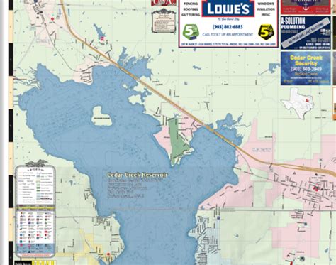 Cedar Creek Lake Detail Map Liberty Marketing | Big Crappie Fishing ...