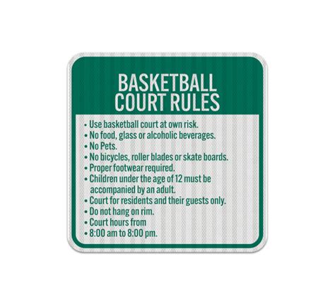 Shop for Basketball Court Rules Aluminum Sign (EGR Reflective) | BannerBuzz