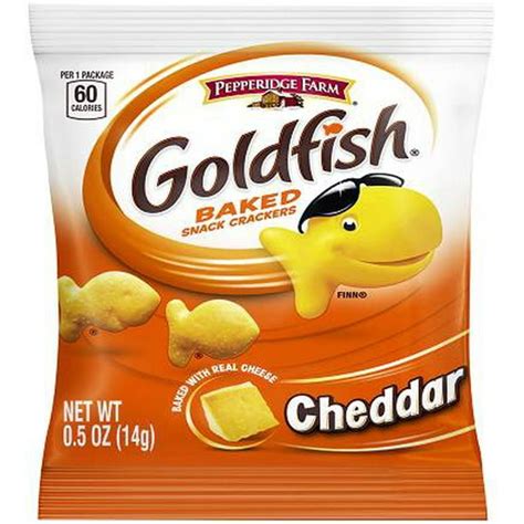 PEPPERIDGE FARM Goldfish Snack Crackers, Cheddar Cheese, 0.5-Ounce Single Serve Packages (Pack ...