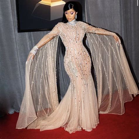 Cardi B #GRAMMYs 2020 | Embellished maxi dress, Nice dresses, Dress