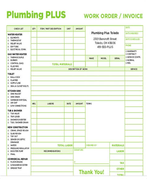 Plumbing Invoice Templates | 18+ Free Printable Xlsx, Docs & PDF Formats, Samples, Examples, Forms