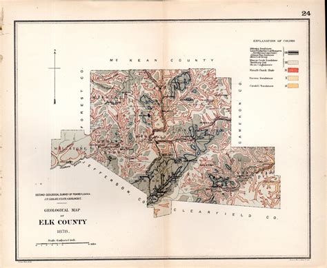 MAP: 'Geological Map of Elk County'.from Geological Hand Atlas of the 67 Counties of ...