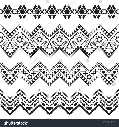 Collection Tribal Borders Vector Illustration Stock Vector (Royalty ...