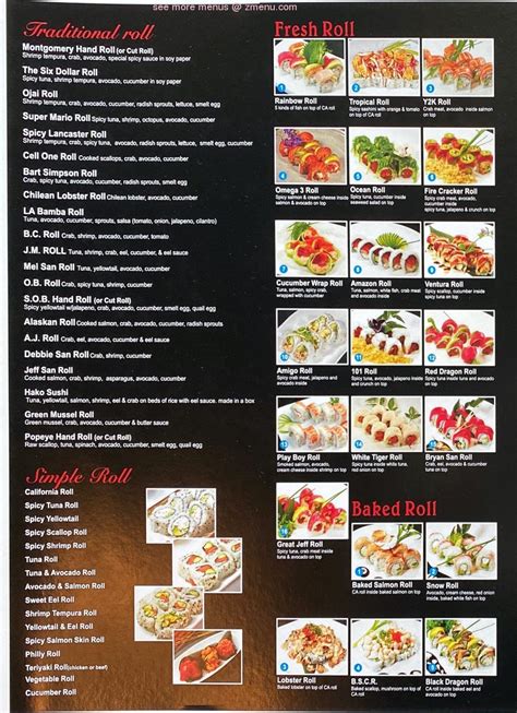 Online Menu of Masa Sushi Restaurant, Ventura, California, 93001 - Zmenu