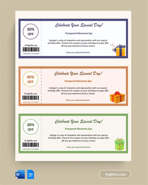 Birthday Coupon Template - Word | Google Docs - Highfile