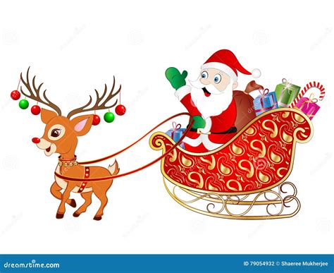 Cartoon Santa Claus on Sleigh Stock Photo - Illustration of sleigh, santaclaus: 79054932