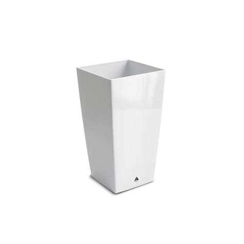 Modena 16 in. Square White Plastic Planter-11413 - The Home Depot