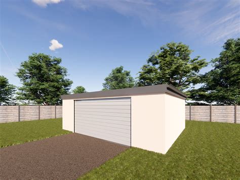 Double Rendered Garage with Flat Roof Plans - Houseplansdirect