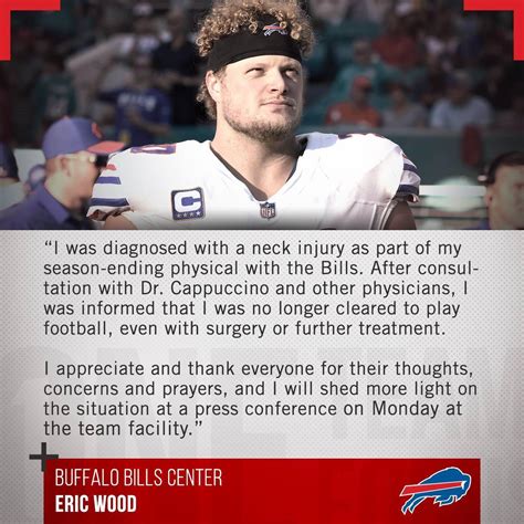 Eric Woods Statement on his Neck injury : r/buffalobills