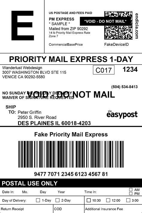 Fake Postage Label Label shipping template labels mailing address usps domestic word self ...