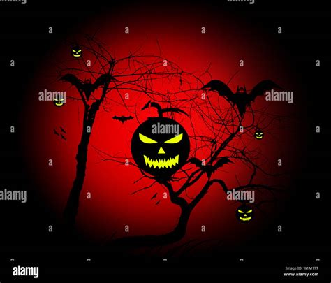 Halloween night, full moon and bats Stock Photo - Alamy