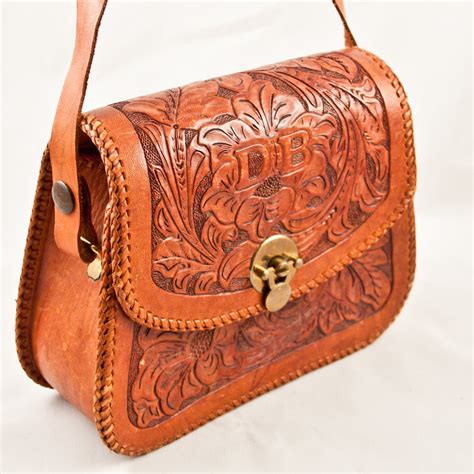 Vintage Purse Bag Hand Tooled Leather Boho Chic