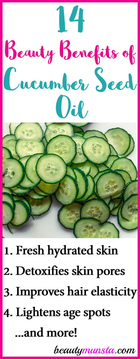 14 Beauty Benefits of Cucumber Seed Oil for Skin, Hair & More - beautymunsta - free natural ...