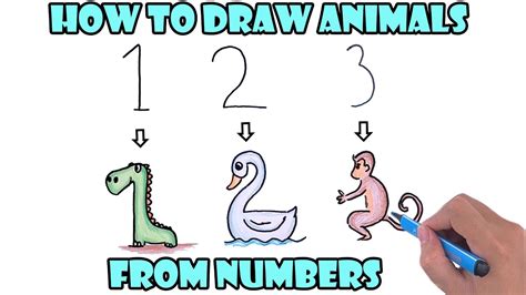 How to Draw Animals from Numbers | Easy 6 Drawing from Numbers for Kids 1-6 - YouTube