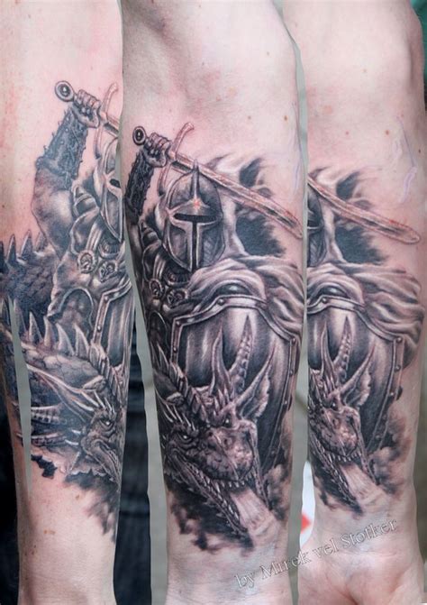 knight dragon tattoo | Knight tattoo, Tattoos for guys