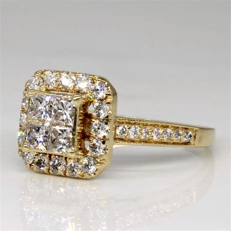 Princess Cut Diamond Cluster Engagement Ring | 1.00ctw | SZ 7 | – 100 Ways