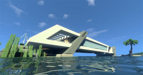 Modern house on the water 1.20.2/1.20.1/1.20/1.19.2/1.19.1/1.19/1.18/1. ...