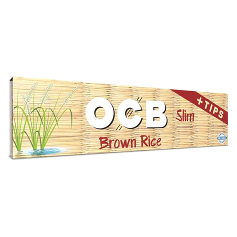 OCB Rolling Papers & Cones: OCB Brown Rice Papers + Tips - Slim Size ...