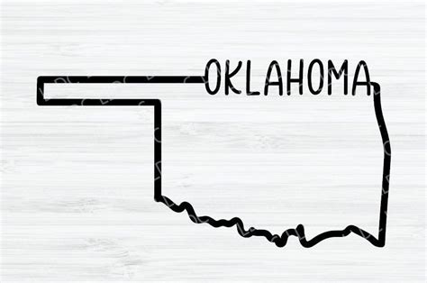 an outline of the state of oklahoma on a white wood background with ...