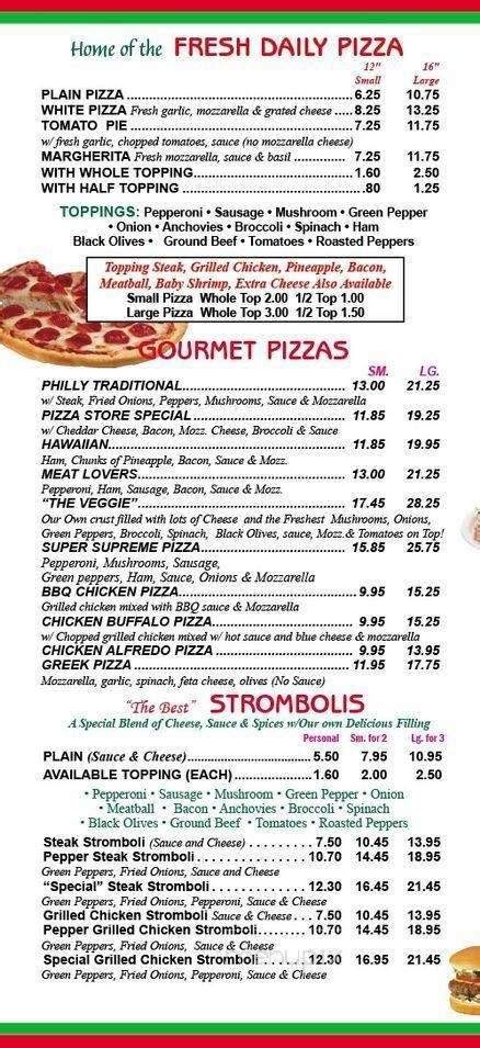 Menu of Pizza Store in Philadelphia, PA 19134