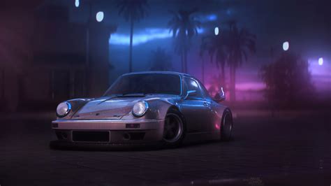 Porsche, wet, car, artwork, vehicle, Video Game Art, video games, lights, side view, Porsche 911 ...