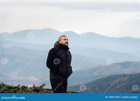 Harmony between Man and Nature. Hiking and Mountain Travel Stock Image ...