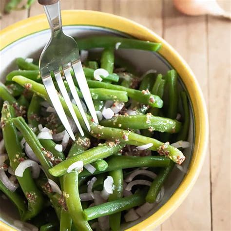 Cold Green Bean Salad with French Mustard Vinaigrette Dressing - Masala Herb