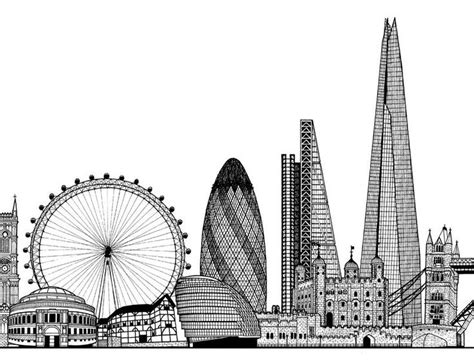 London Skyline Drawing A2 London Landmarks Drawing London - Etsy UK | London drawing, Skyline ...