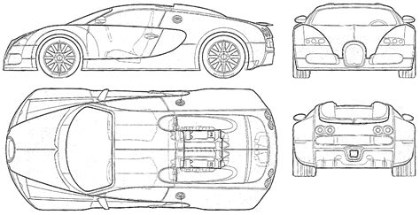 2005 Bugatti Veyron EB 16.4 Coupe v3 blueprints free - Outlines