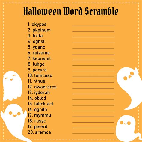 Halloween Word Scramble - 15 Free PDF Printables | Printablee