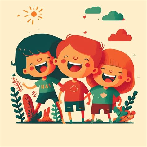 Premium Vector | Happy cute kids children jumping flat design style vector illustration