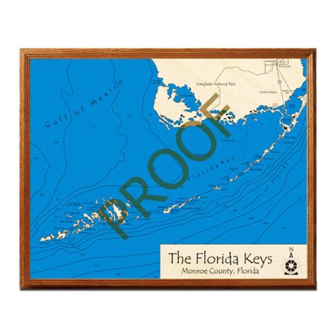 Florida Keys, FL 3D Wood Map | Framed Nautical Home Décor