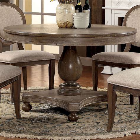 Furniture of America Carol Pedestal Round Wood Dining Table, Rustic Oak - Walmart.com - Walmart.com