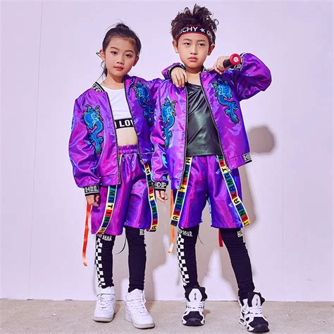 2018 Hip Hop Dance Costume Kids Boys Jazz Costumes Girls Street Dance Clothing Children'S Day ...