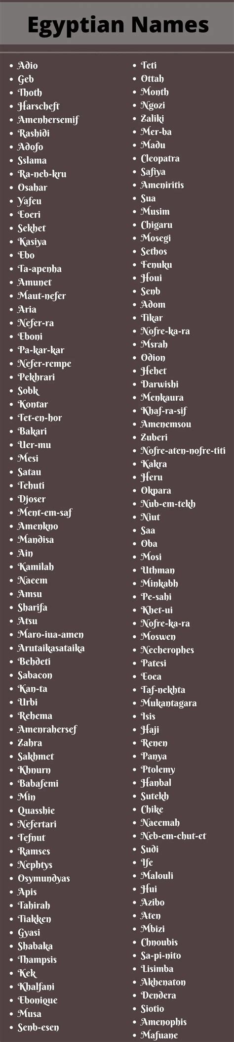 Egyptian Names: 400+ Cool And Amazing Egyptian Names Ideas