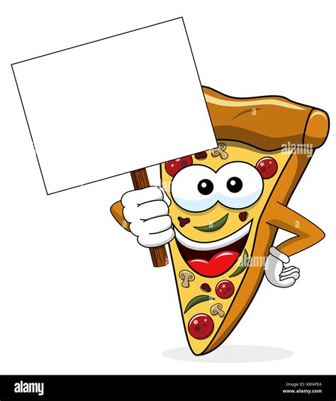 Pizza slice cartoon funny banner copyspace isolated on white Stock ...