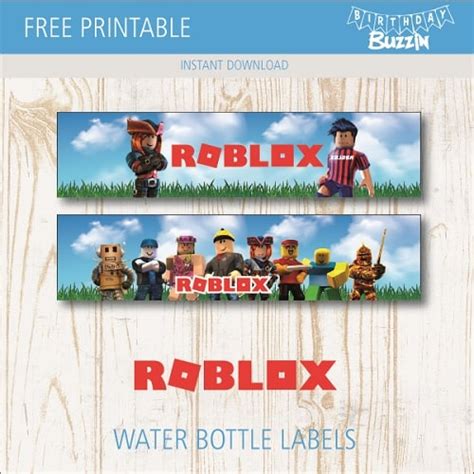 Free Printable Roblox water bottle Labels | Birthday Buzzin